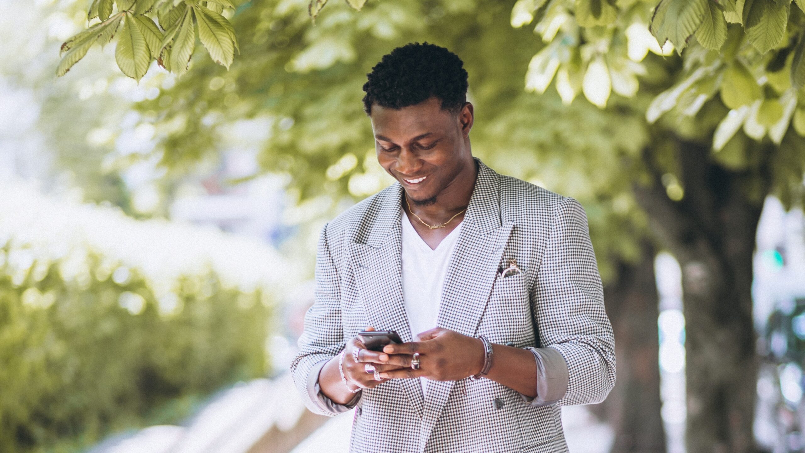 African american man using phone